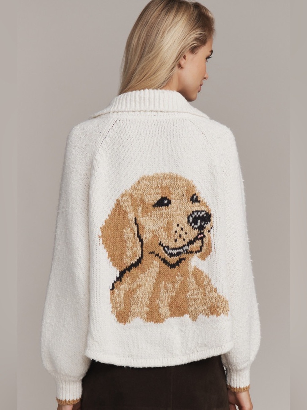 Anthropologie x Pilcro The Jesse Dog Icon Cardigan Sweater Size M